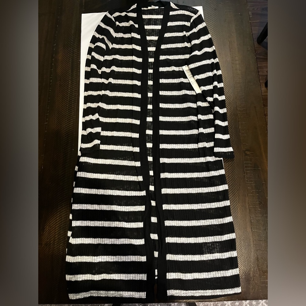 Tribal Jeans Black and White Striped Women's Cardigan